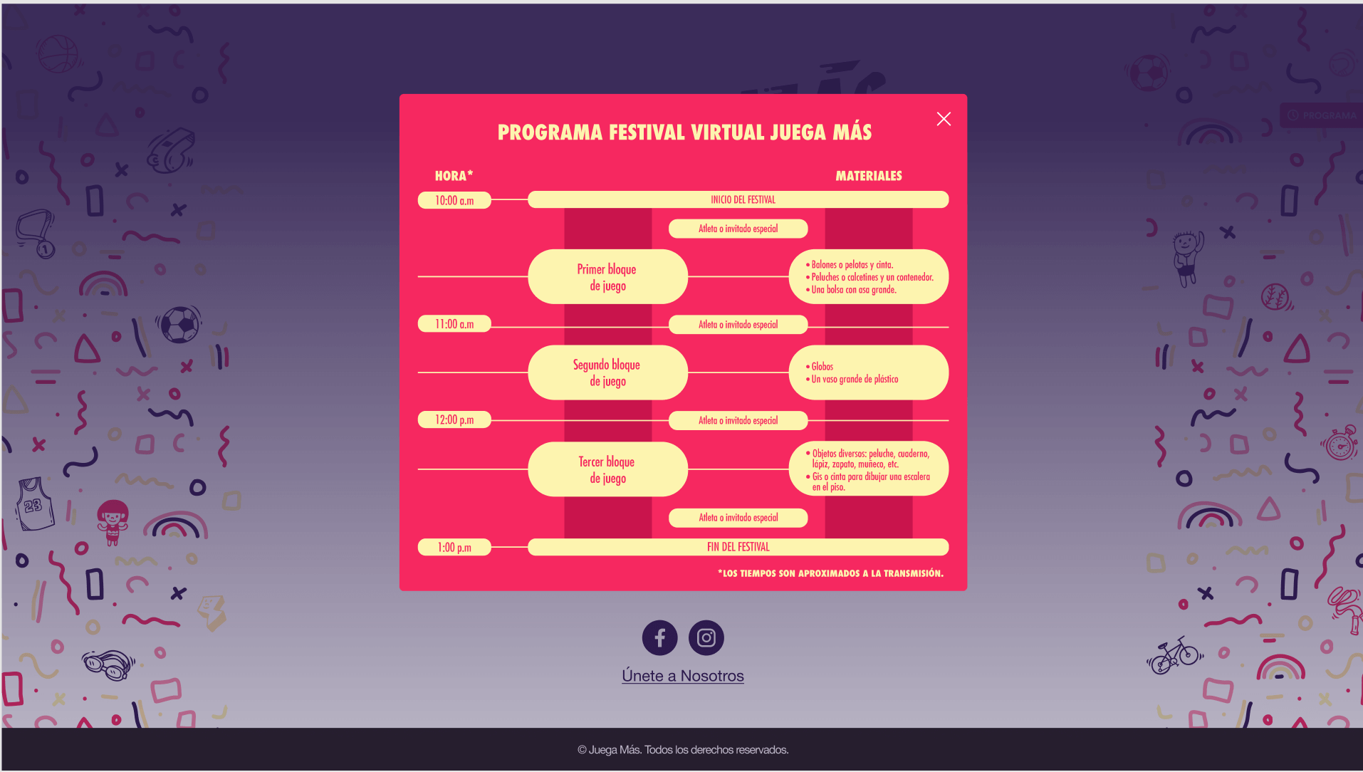 Nike Juega Más Event Schedule